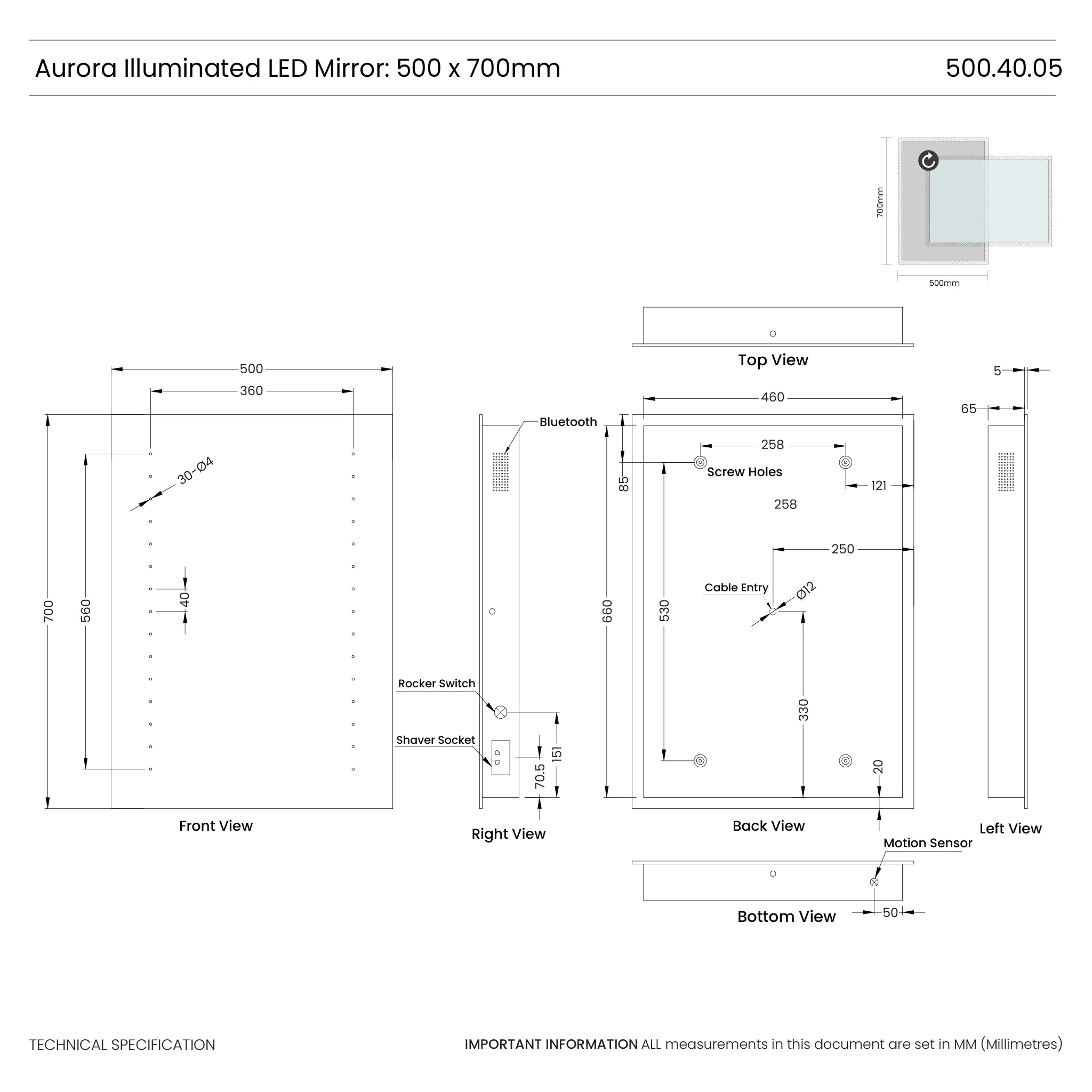 Aurora Bluetooth Audio LED Bathroom Mirror - Image 6
