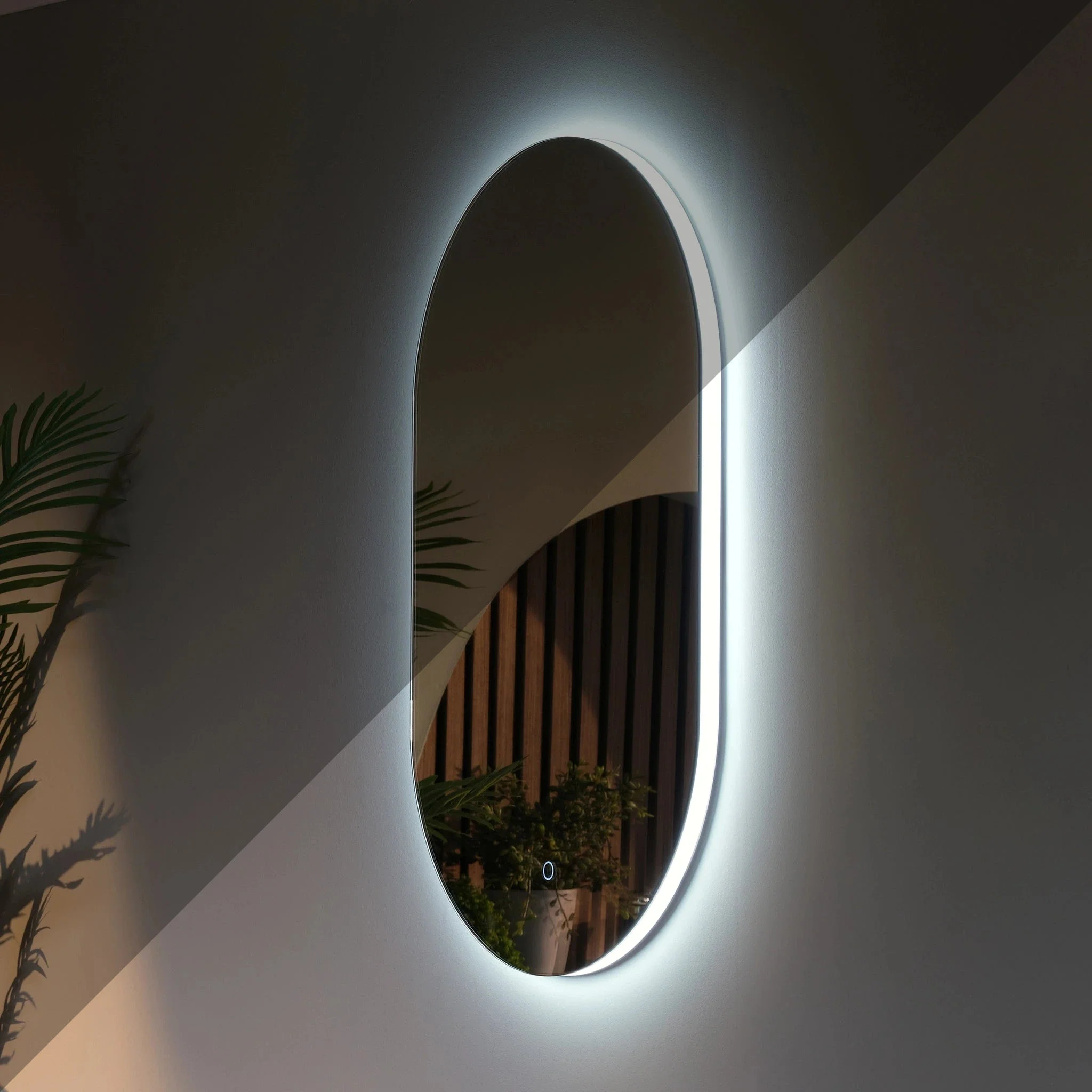 Halo Pill-Shaped LED Bathroom Mirror - Image 7