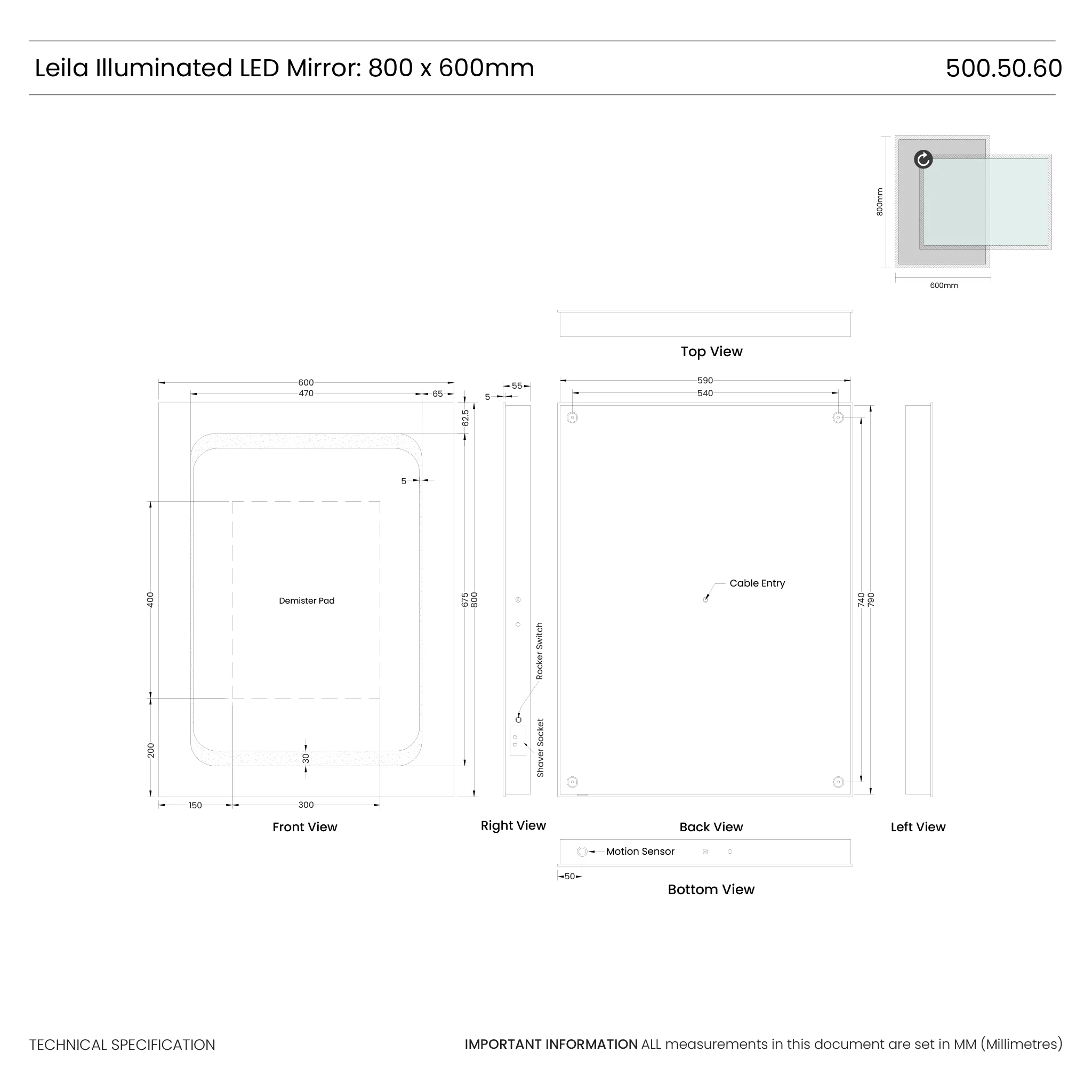 Leila LED Bathroom Mirror - Image 8
