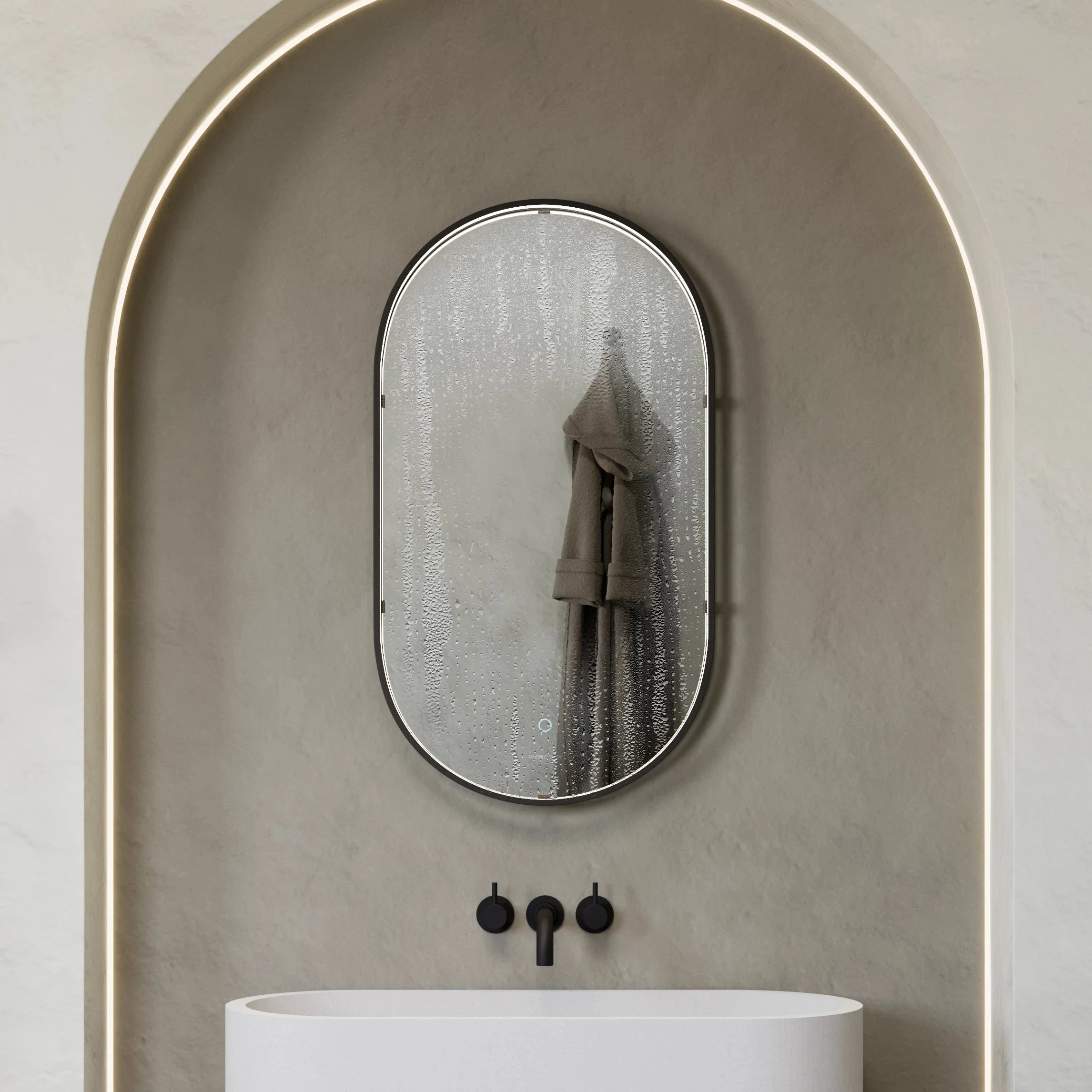 Luna Pill-Shaped LED Bathroom Mirror - Image 3