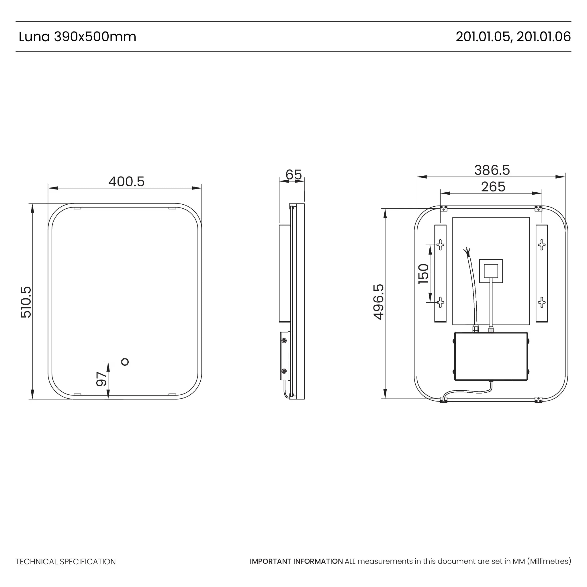 Luna Portrait LED Bathroom Mirror - Image 18