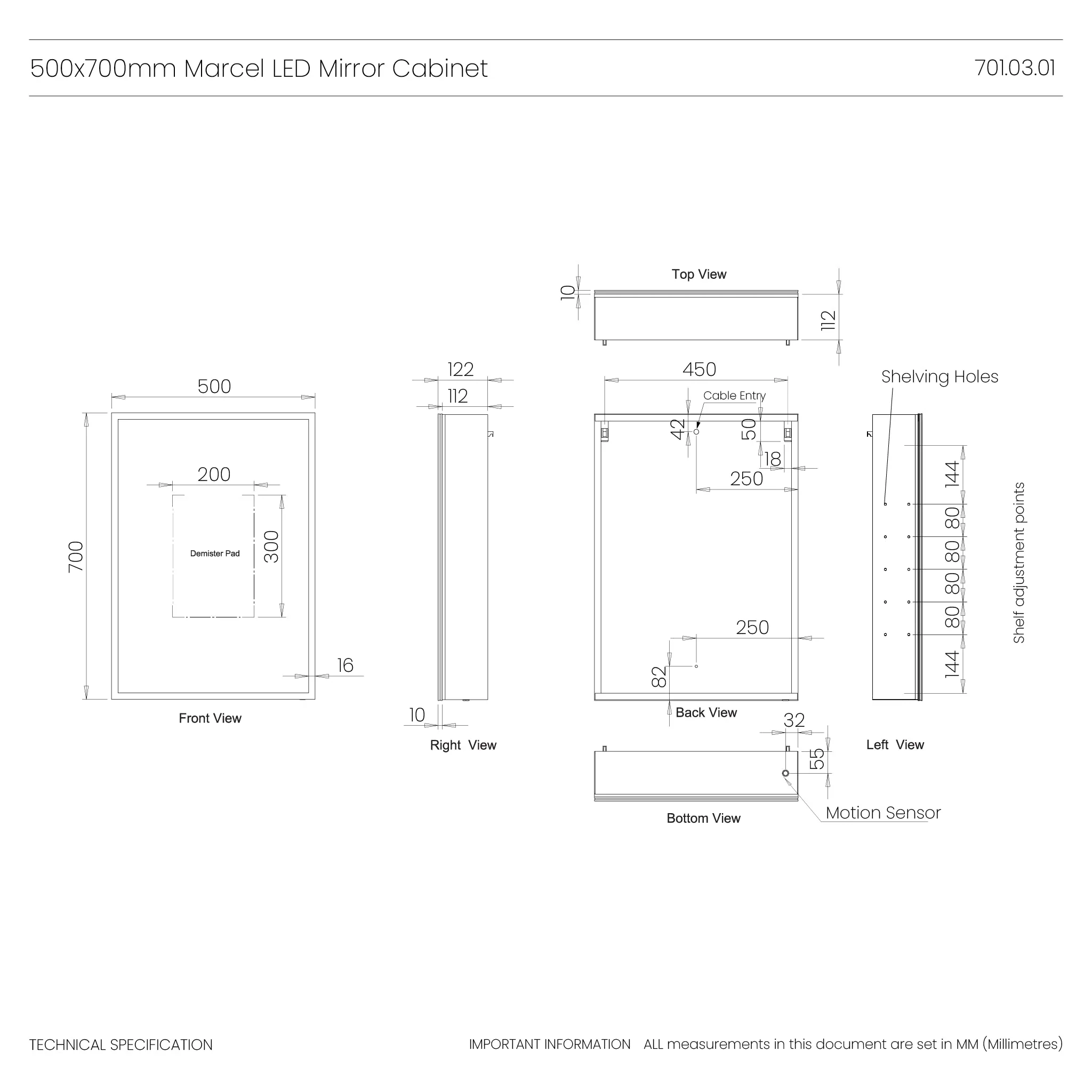 Marcel LED Bathroom Mirror Cabinet - Image 23