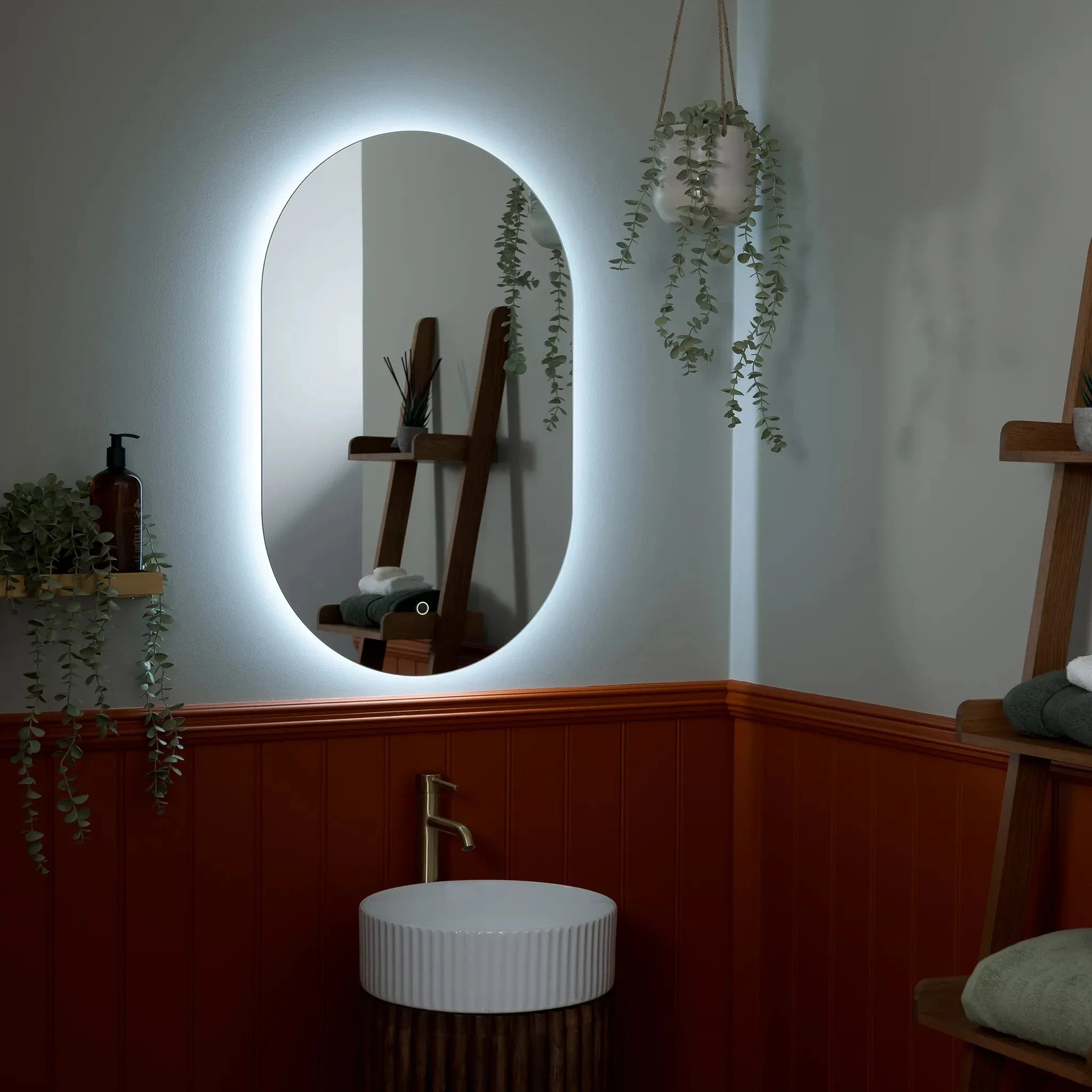 Savannah Pill-Shaped Backlit LED Bathroom Mirror - Image 7