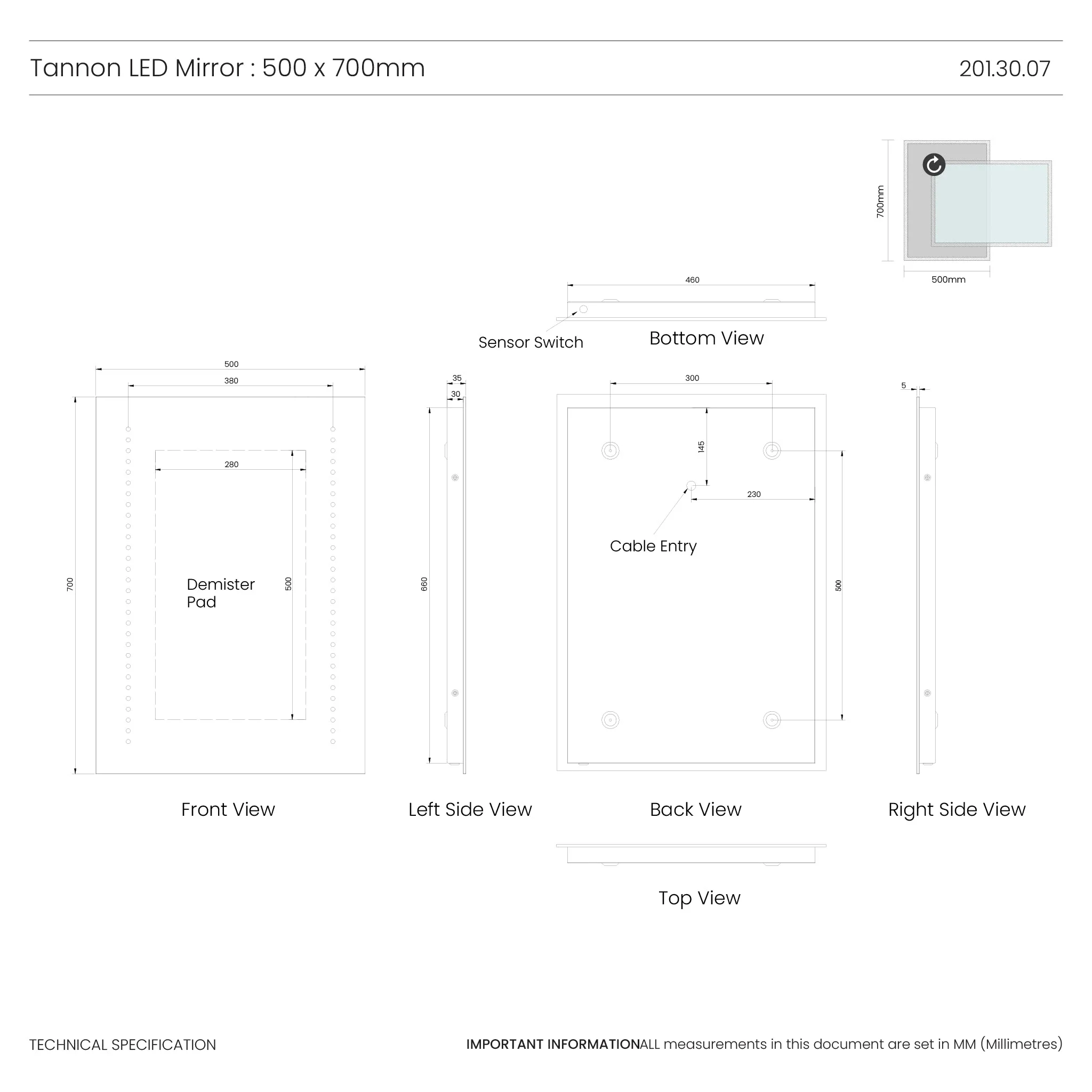 Tannon LED Bathroom Mirror - Image 5